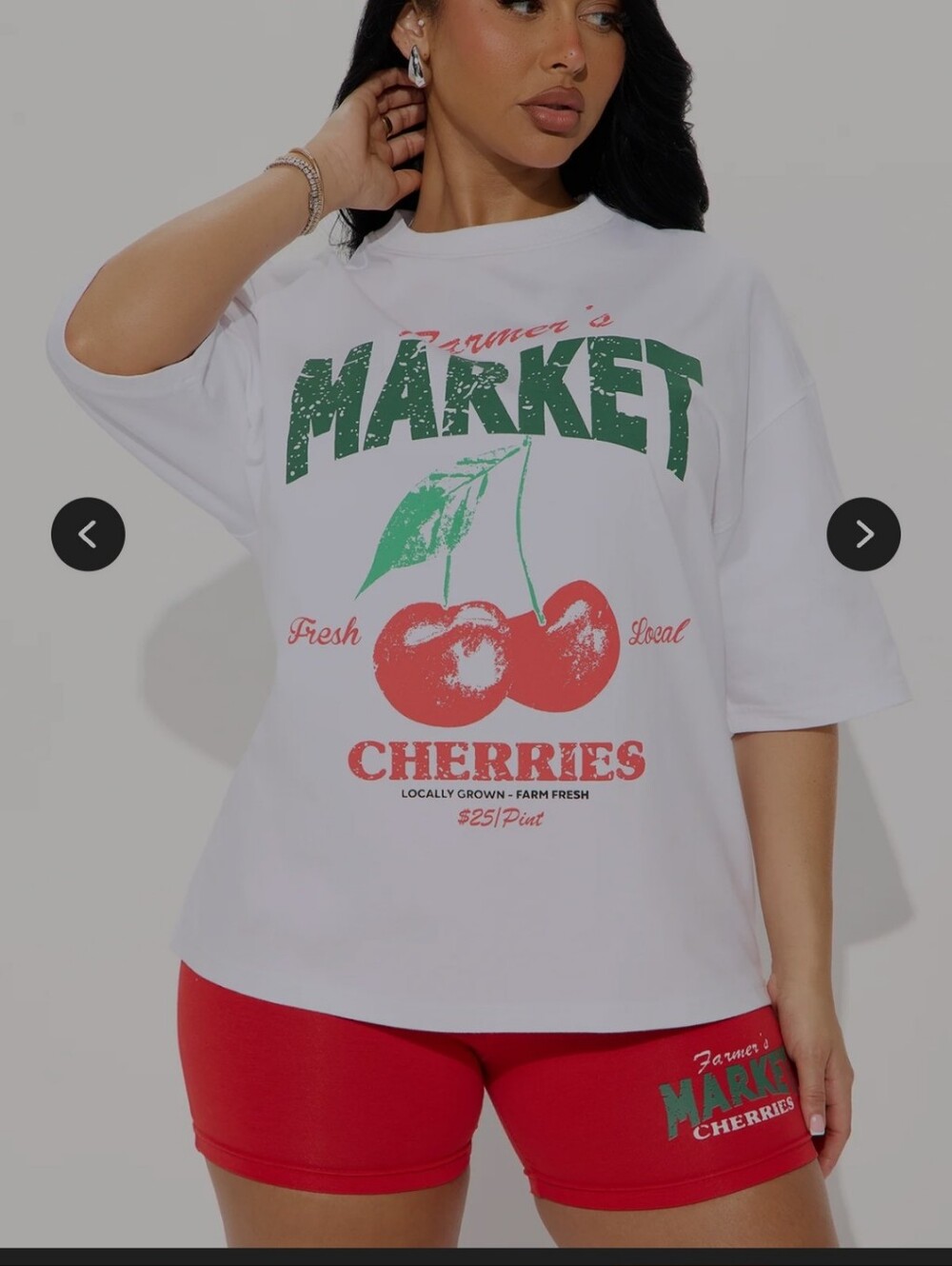 Market Cherries Graphic Tee and Matching Shorts Size XL